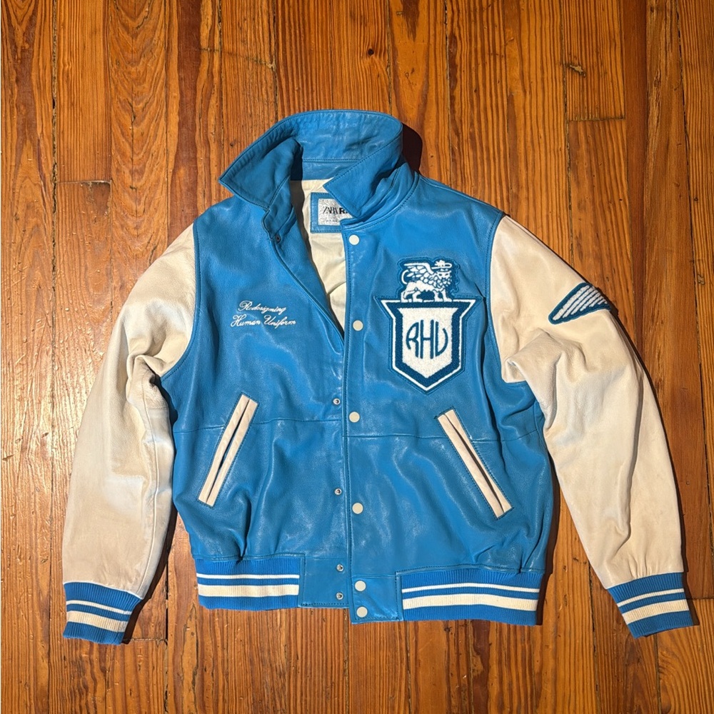 Rhude Blue and White Varsity Jacket